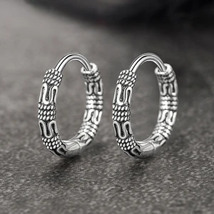 Vintage 925 Sterling Silver Hoop Earrings for Women, Standard Earring, Jewelry, Korea, New 7 Main Korea Sales - №3