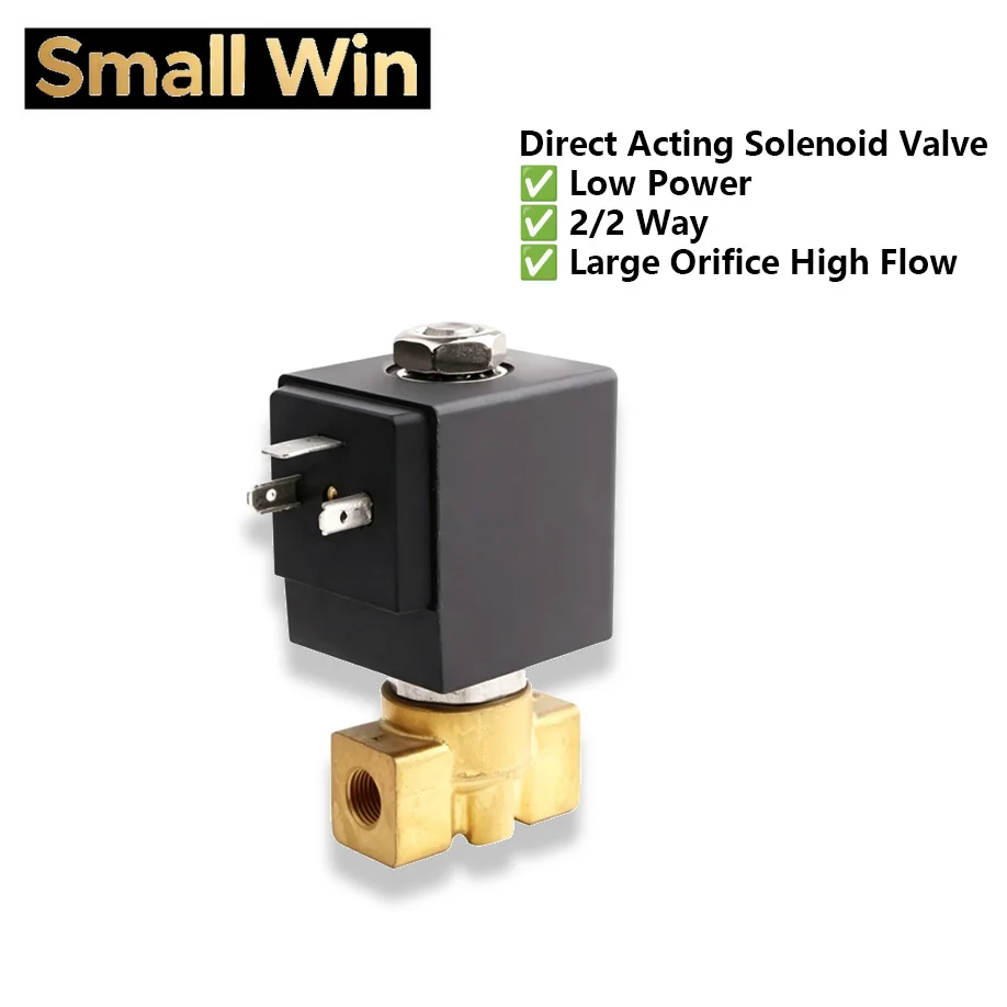 Elettrovalvola Direct Acting Solenoid Valve 2/2 Way NC Brass Body Low Power Large Flow for Water Air Steam Oil,Direct Acting Normally C Acqua e vapore — dettaglio 1