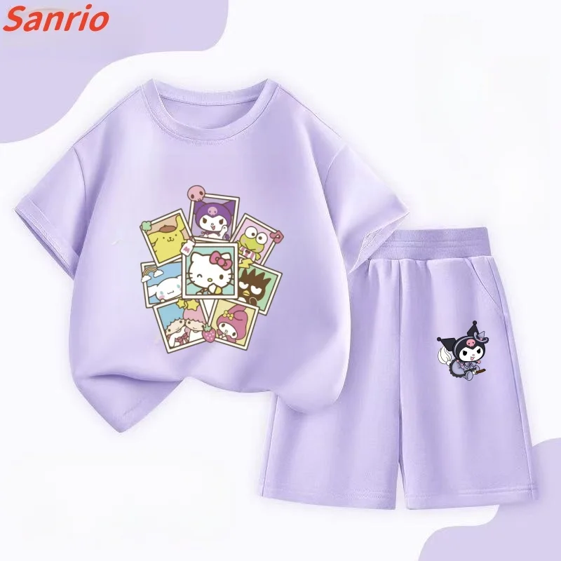 

Summer Baby Girl Clothes Set Children Sanrio House Cartoon Print T-shirt and Short Two Pieces Suit Kid Shorts Sleeve Tracksuit