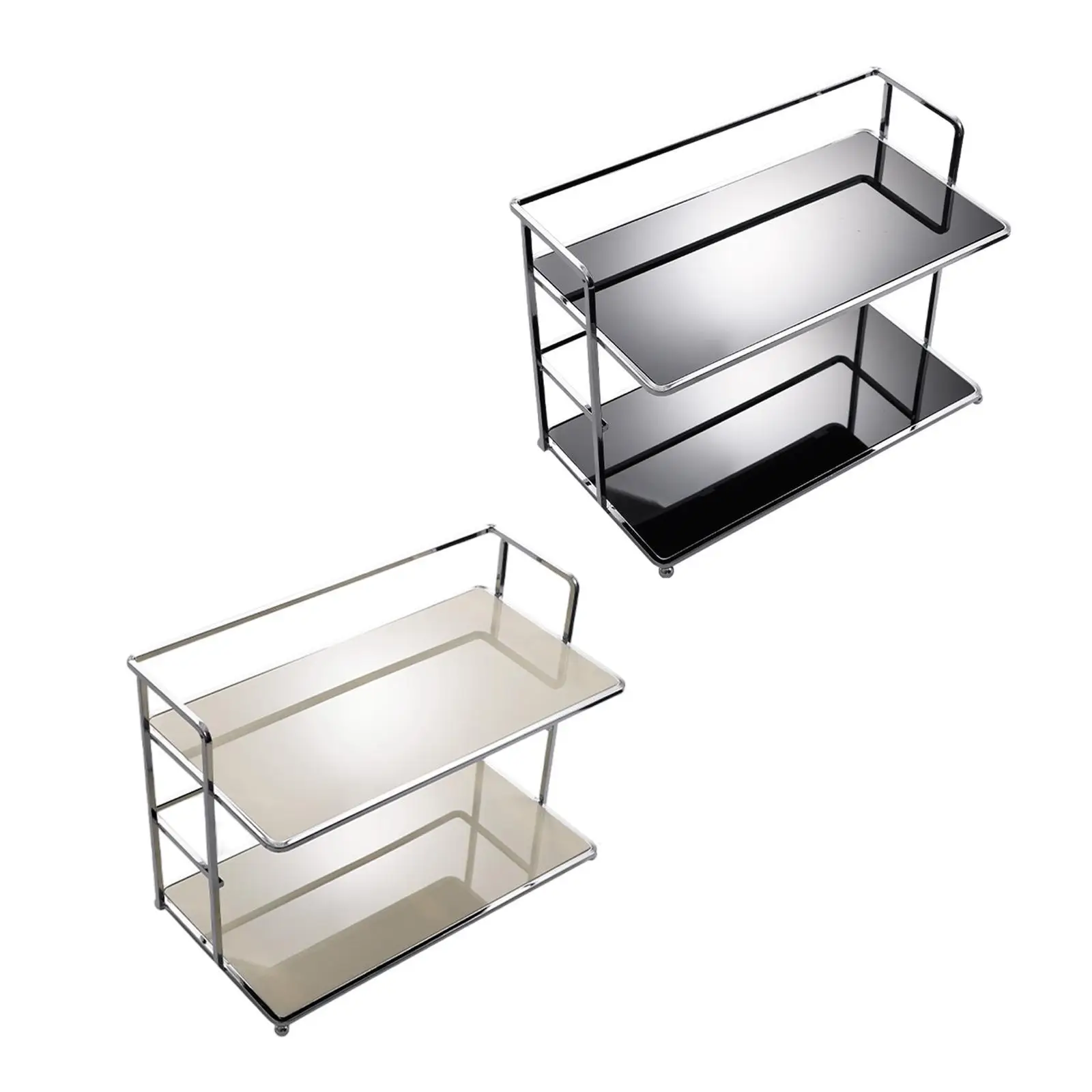 Acrylic Tray 2 Layer Makeup Storage Shelf for Living Room Cosmetics Bedroom