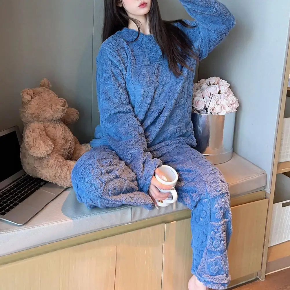 Herbst Winter Kawaii Cartoon Pyjama Sets Frauen Pyjamas Warme Flanell Lounge Nachtwäsche Mädchen Pijama Mujer Nacht Anzüge Homewear