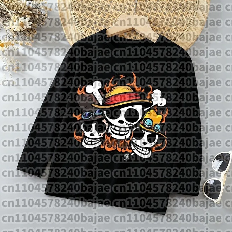 Ones Piece Spring Streetwear TShirt Boys Thin Long Sleeve Pullover Cute Game Role Kids Sports O-neck Clothes Toddler Anime Tops view 2