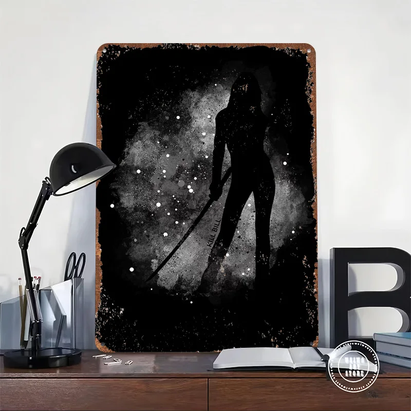 Kill Bill Poster Customized Wall Art Vintage Metal Signs Retro Tin Plaque for Man Cave Desk Decor Bedroom Decoration Room Home