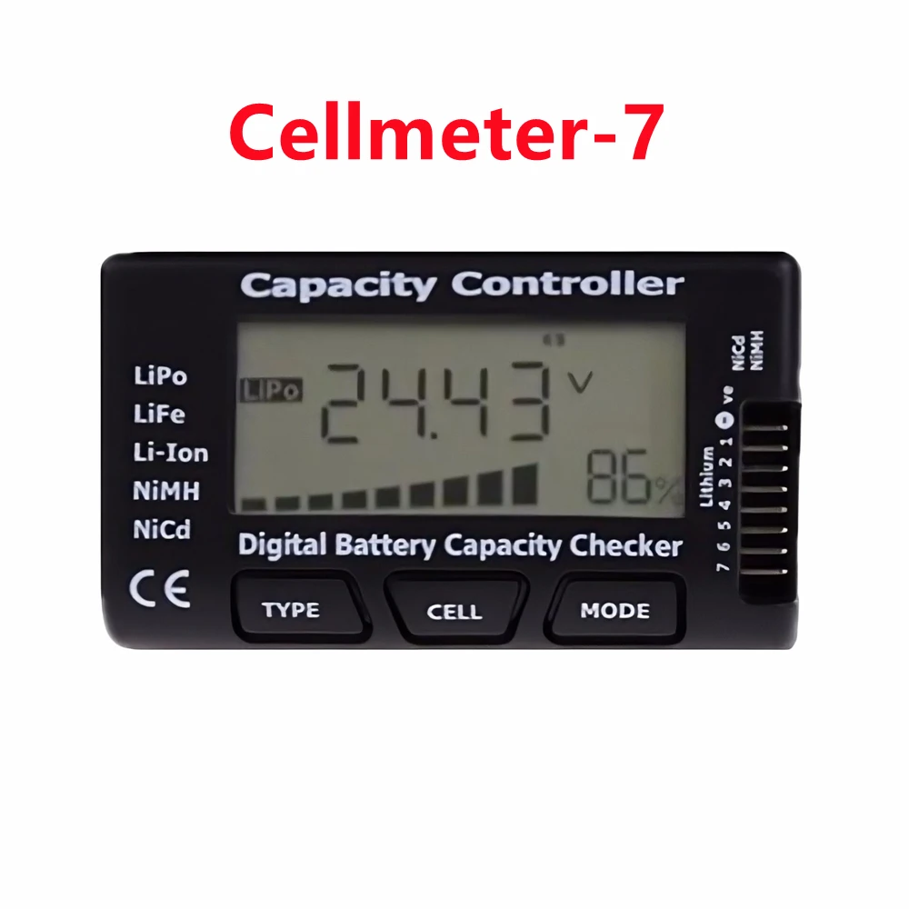 LCD Digital Battery Capacity Checker CellMeter RC CellMeter8 2-8S 4-8S Servo LiPo Li-lon NiMH Battery Tester RC CellMeter7