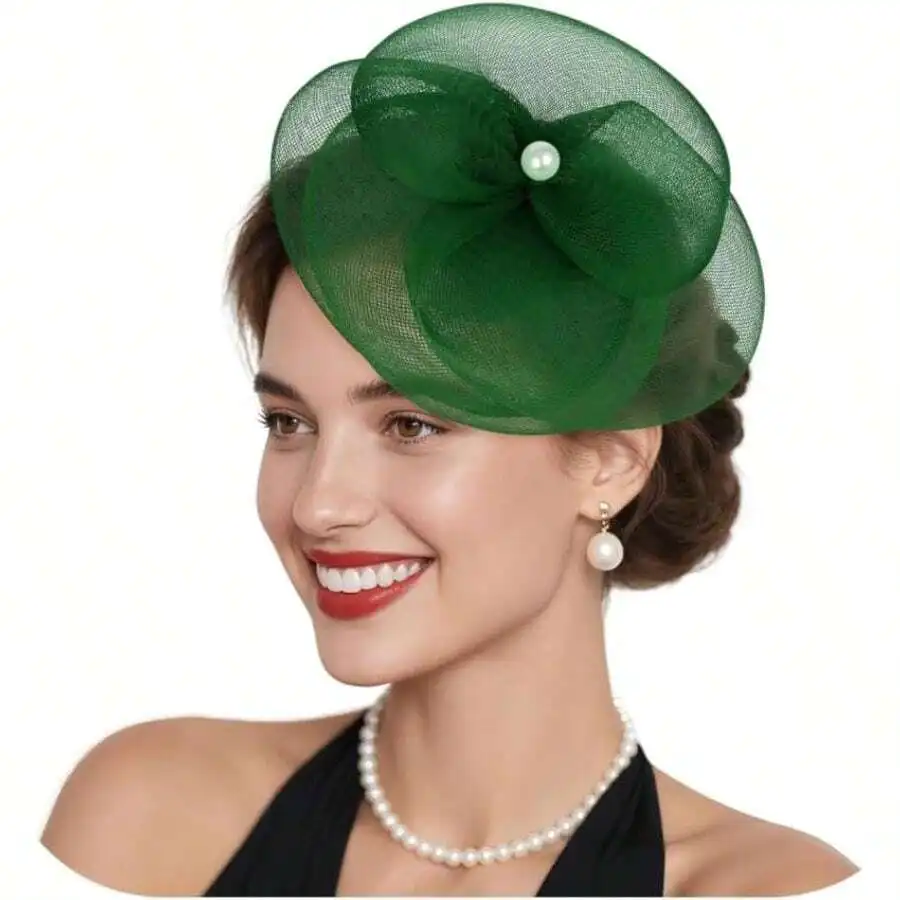 Fascinator Hats Women Tea Party Hat Flower Mesh Headband Vintage Hair Clip Headwear Wedding Cocktail