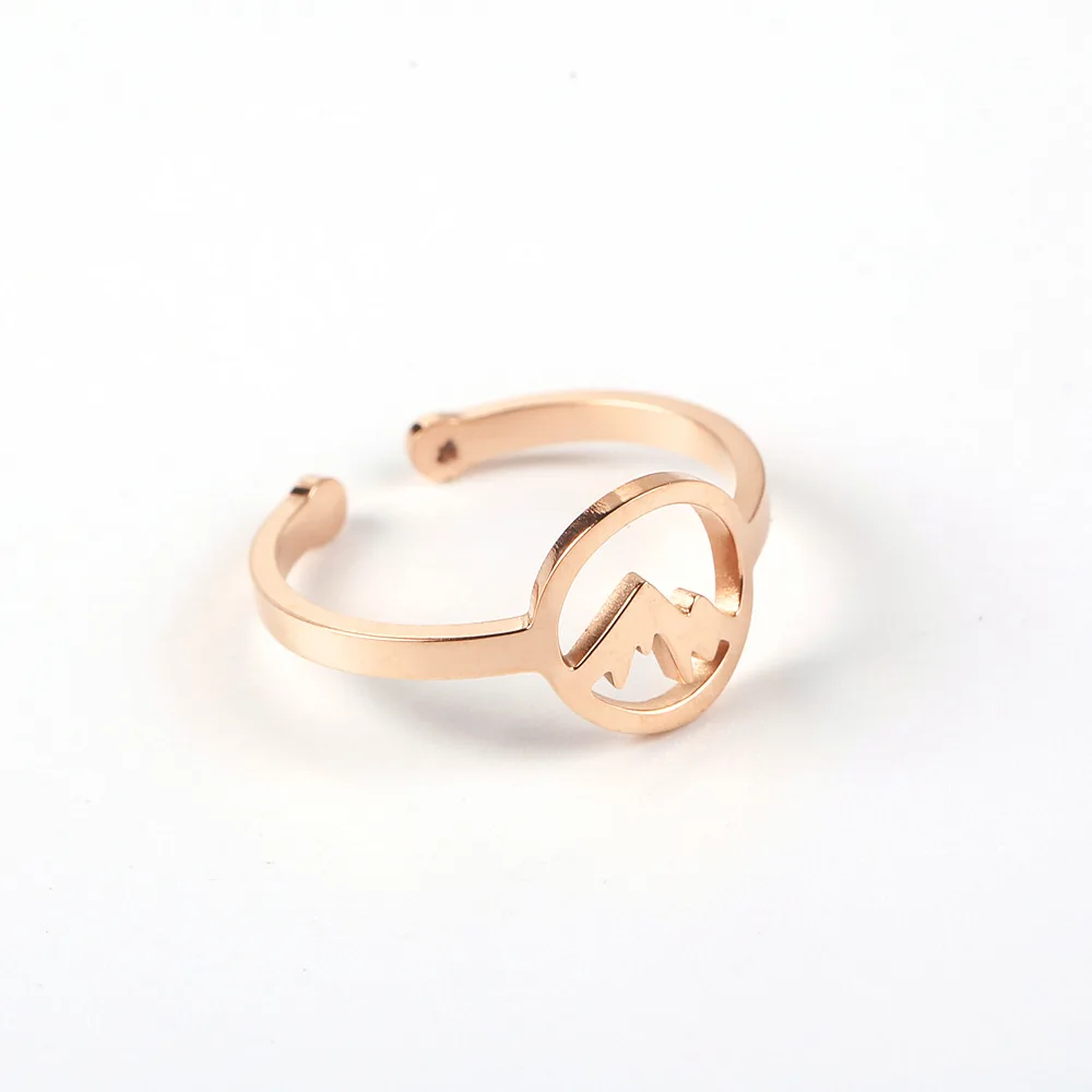 Roestvrij Staal Goud Sneeuw Mountain Vrouwen Delicate Ring Mode-sieraden Cadeau Voor Hem