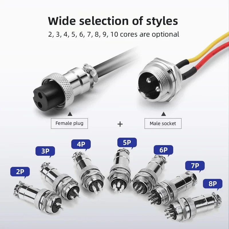 GX16 Aviation Plug Socket with Wire 2/3/4/5/6/7/8/9/10 Pin Female to Female Cable Connector 250V 4~7A  Abutment Aviation Joint