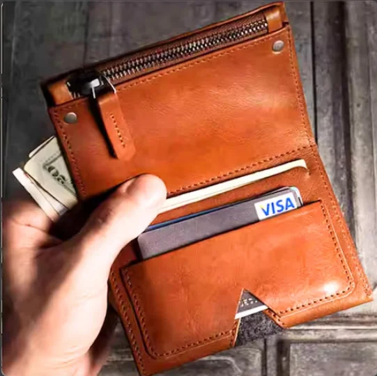 Custom Zipper Pocket Creative Bifold Purse Cutting Die Japan Steel Wooden Knife Mold DIY Handmade Leather Craft Tool