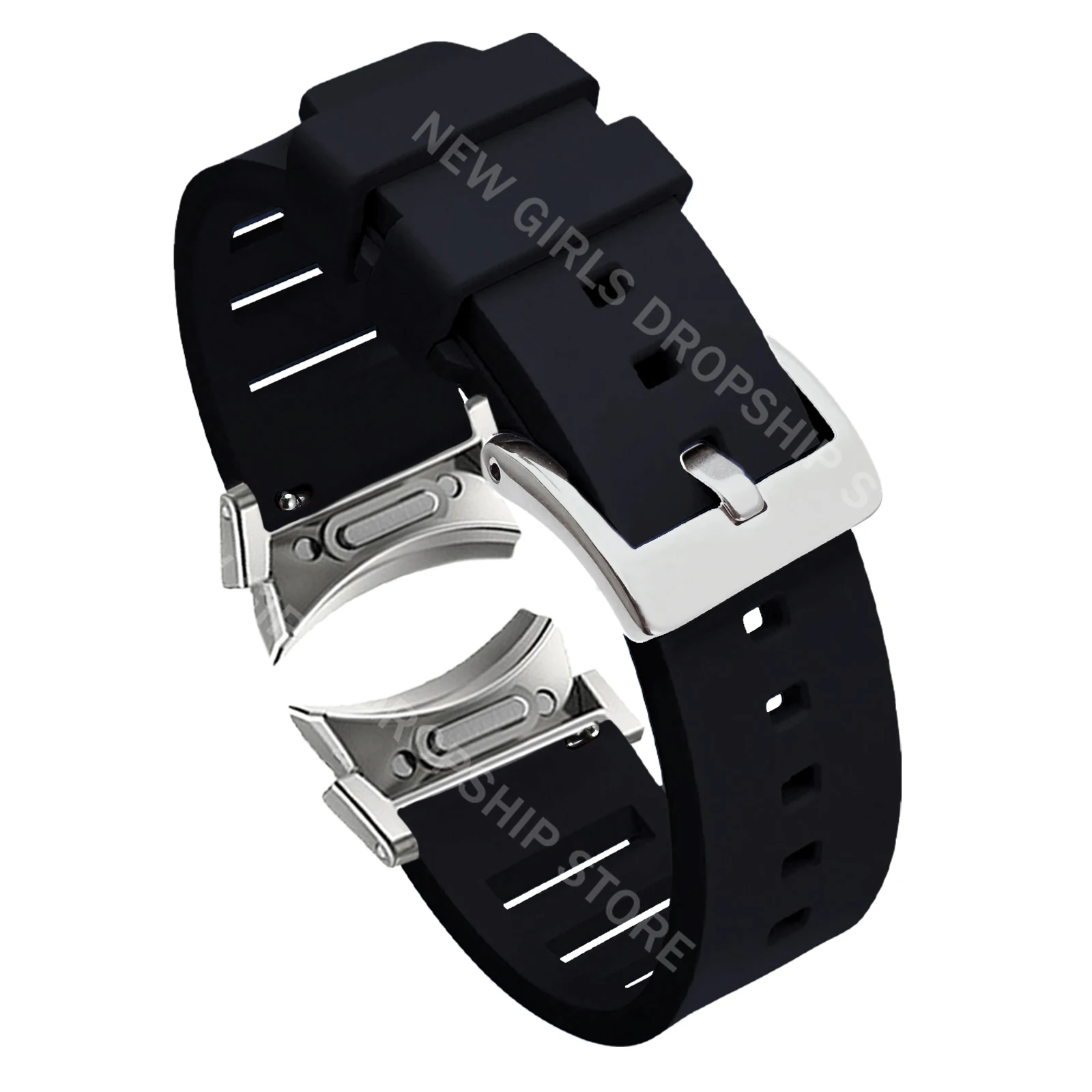 No Gaps Soft Rubber Strap For Samsung Galaxy Watch6 Classic 47mm 43 40mm 44mm 5Pro 45mm Quick Fit Sports Rubber Band For 42 46mm