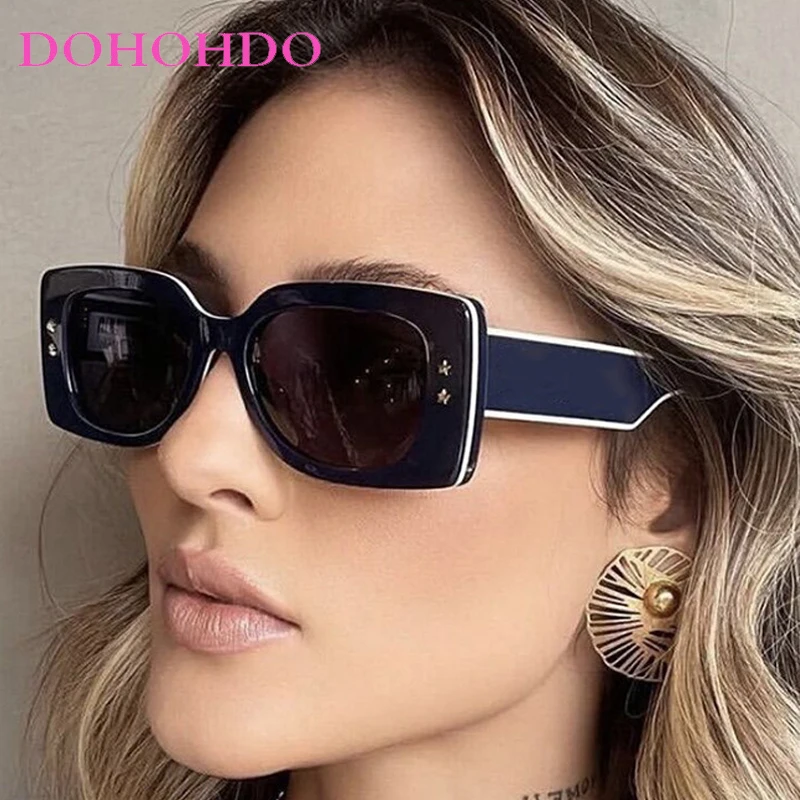 

DOHOHDO New Ins Popular Square Sunglasses Women Retro Punk Clear Lens Eyewear Men Shades UV400 Luxury Brand Oculus Sun Glasses