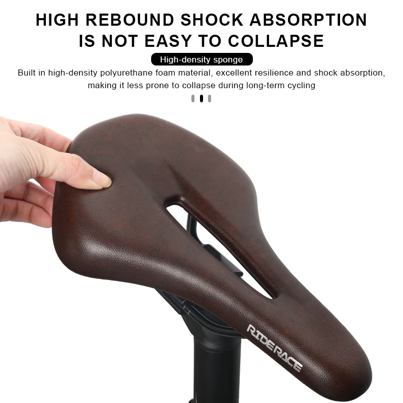 Fahrradsattel aus PU-Leder, bequemer, weicher MTB-Rennradsitz, einteiliger, hohler, atmungsaktiver, stoßdämpfender Outdoor-Fahrradsitz – Detail 5