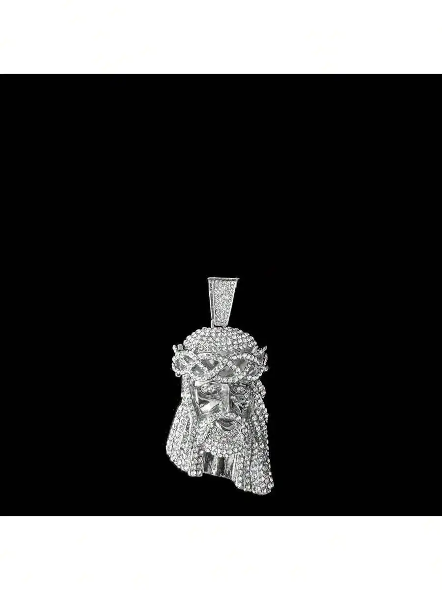 

Jesus Face Pendant With Cubic Zirconia, Religious Charm Jewelry For Adults