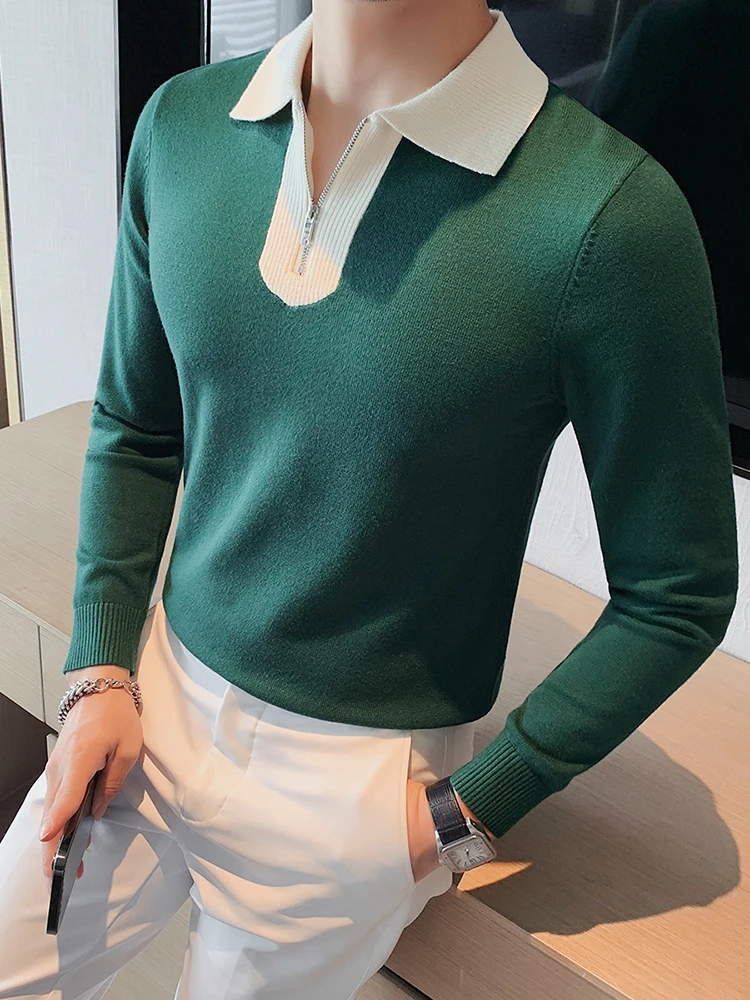 

Men's Knitted Sweater Long Sve irt Autumn Winter Sle Warm Top Inner Wear Base irt Trendy Youth Faion Crew Ne