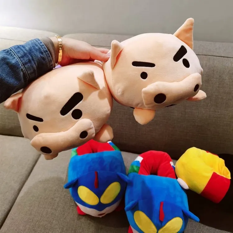 

Зимние утепленные хлопковые тапочки с рисунком Crayon Shin-Chan, женские милые теплые удобные бархатные домашние тапочки Kawaii
