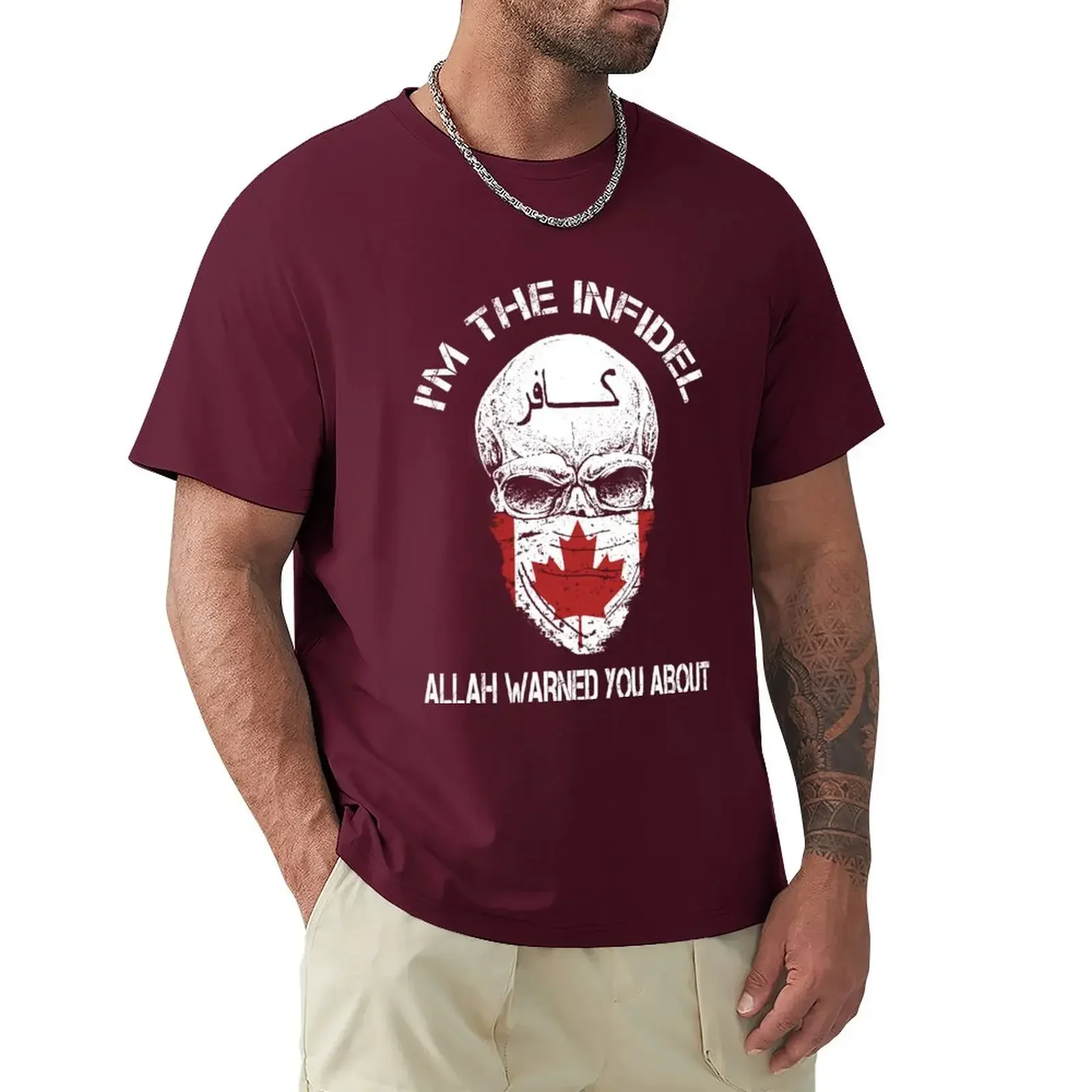 I am the infidel allah warned you about infidel canada T-Shirt tees plus sizes men graphic t shirts Short Sleeve Round Collar