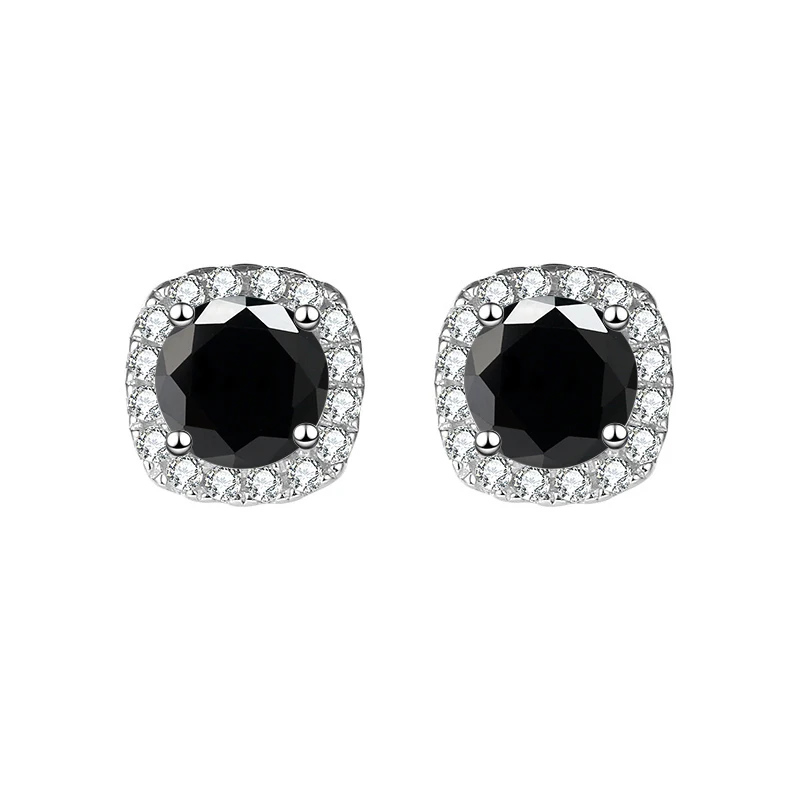 Butterflykiss Champagne Pink Black Moissanite Stud Earrings For Women 100%925 Sterling Silver Sparkling Wedding Jewelry With GRA