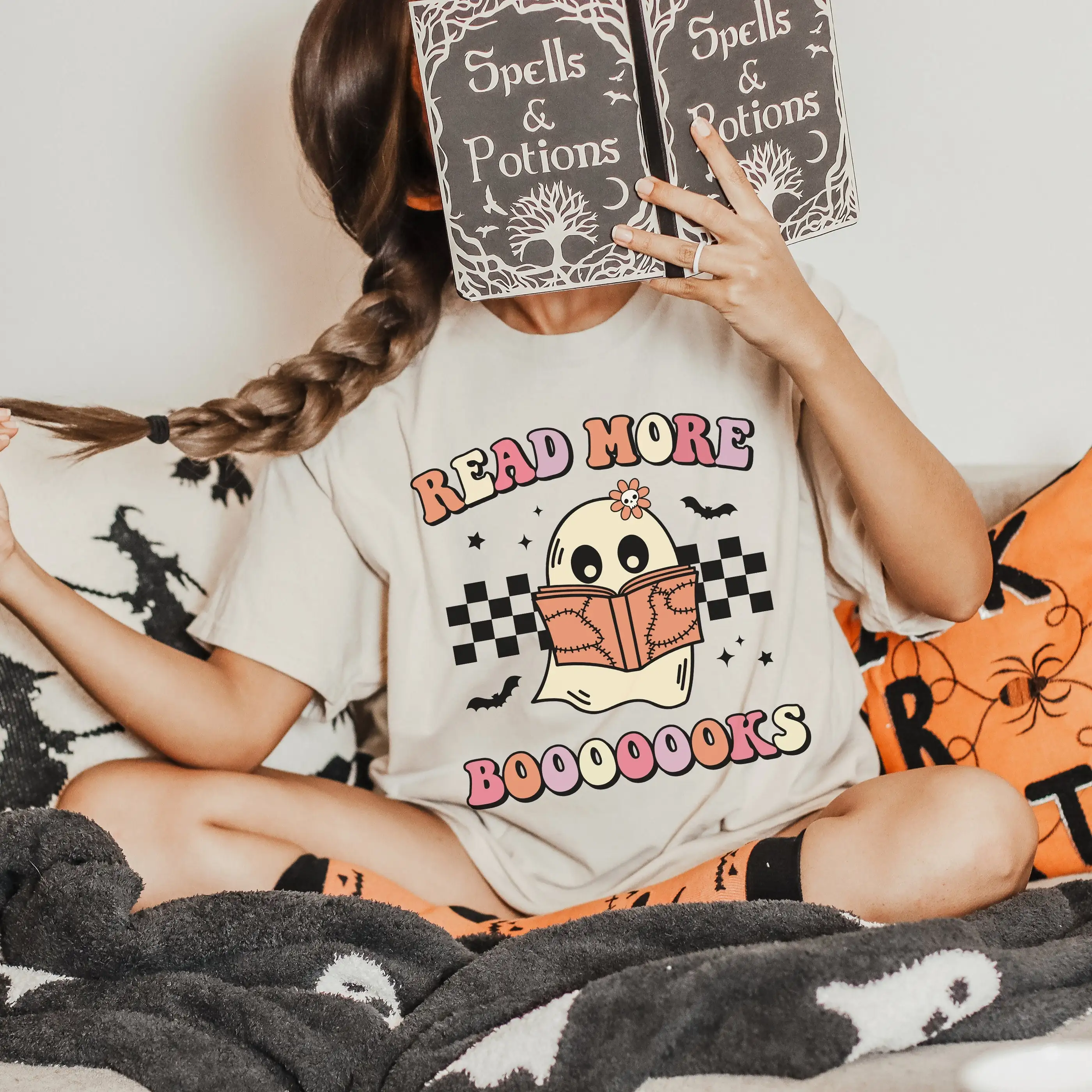 Read More Boooooks T Shirt Retro Halloween Spooky Teacher Literature Librarian Bookish