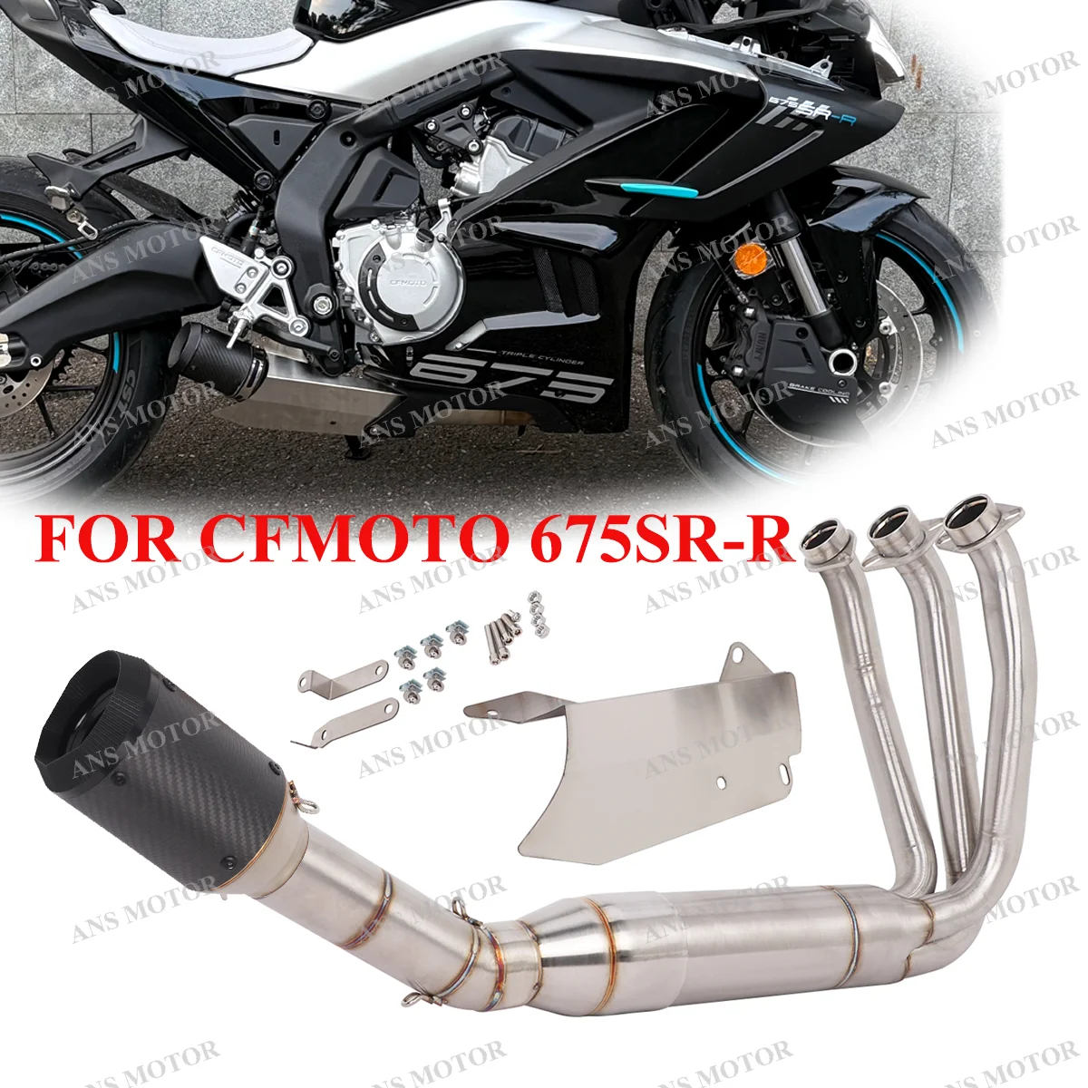 Slip On For CFMOTO 675SR-R 675SR 675NK 2024 2025 Motorcycle Exhaust Tail Pipe Muffler Modify 675SRR Exhaust Escape Full System