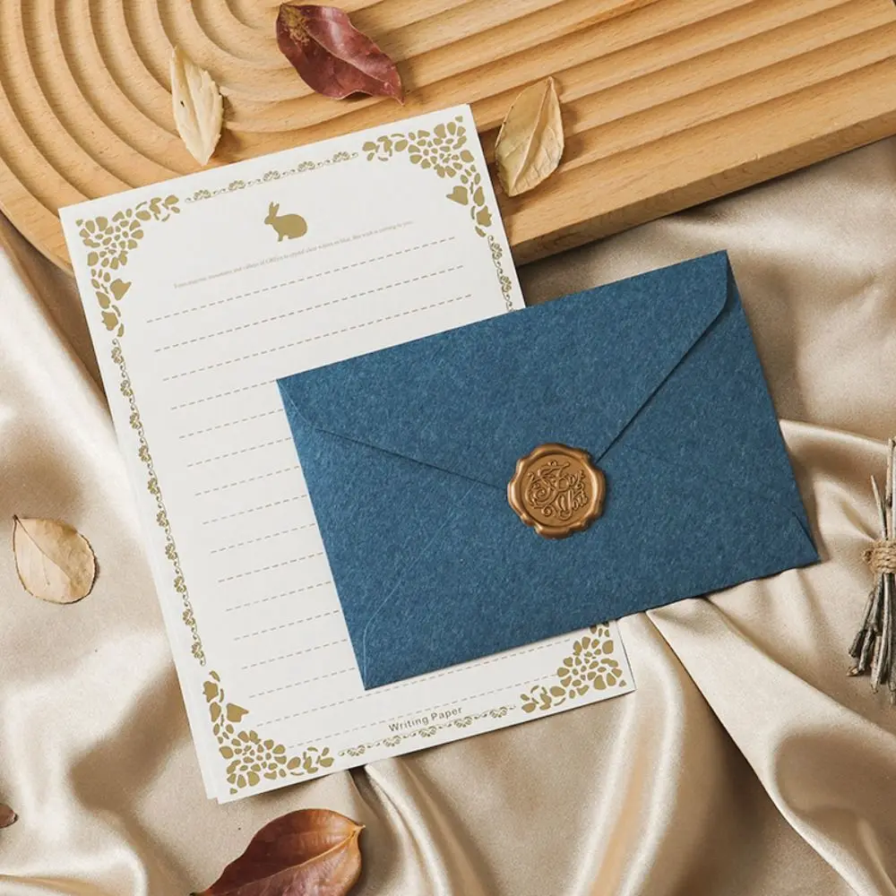

10pcs Vintage Envelopes Set Invitation Card Bronzed Seal Decoration Letter Paper Set Nostalgia Art Sheepskin Envelope