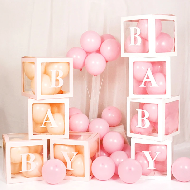 13cm ABC Letter Gift Balloon Transparent Name White Box Decorations Wedding Happy Birthday Party  Decors Adult Baby Shower Gifts