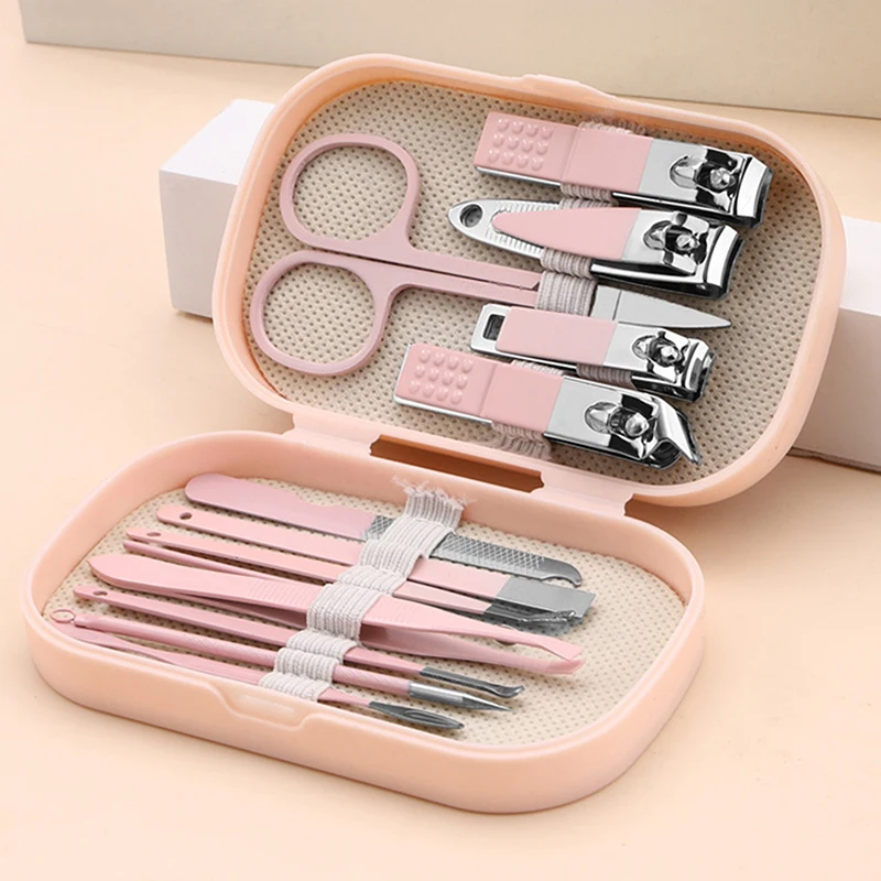 8/14/18pcs Nail Clipper Set Stainless Steel Manicure Pedicure Kit Portable Travel Case Earpick Nail File Tool Foot Cuticle Care