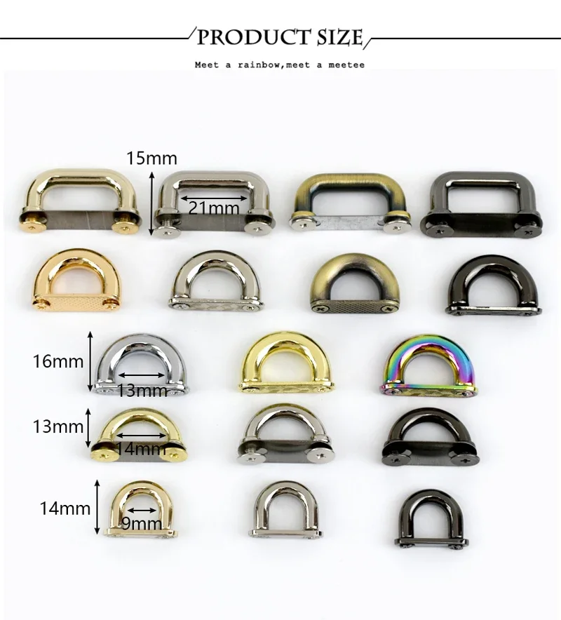 5/10Pcs Deepeel Metal Arch Bridge Bag Side Clip Buckle D Ring Screw Hook Handbag Strap Handle Connect Clasp Bags Accessories