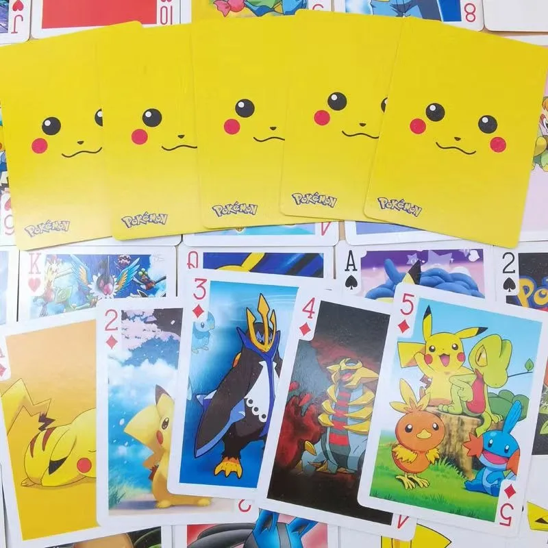 Cartas de Pokémon de 54 piezas, póker, personajes clásicos, Pikachu, no repetitivo, regalo para niños, rompecabezas informal, juego de mesa