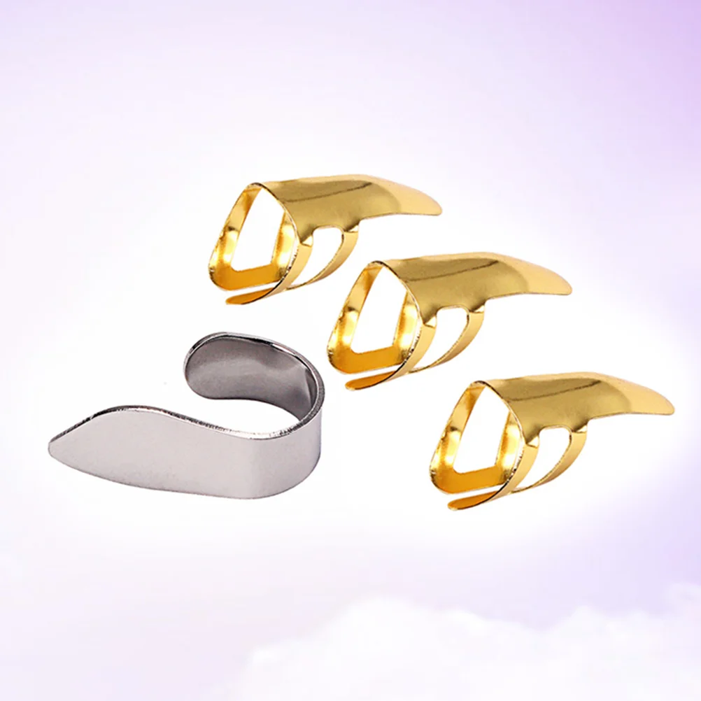 4pcs Stainless Steel Thumb and Finger Guitar Picks for Guitar Playing (Golden+Silver) Finger Picks Guitar Finger Picks