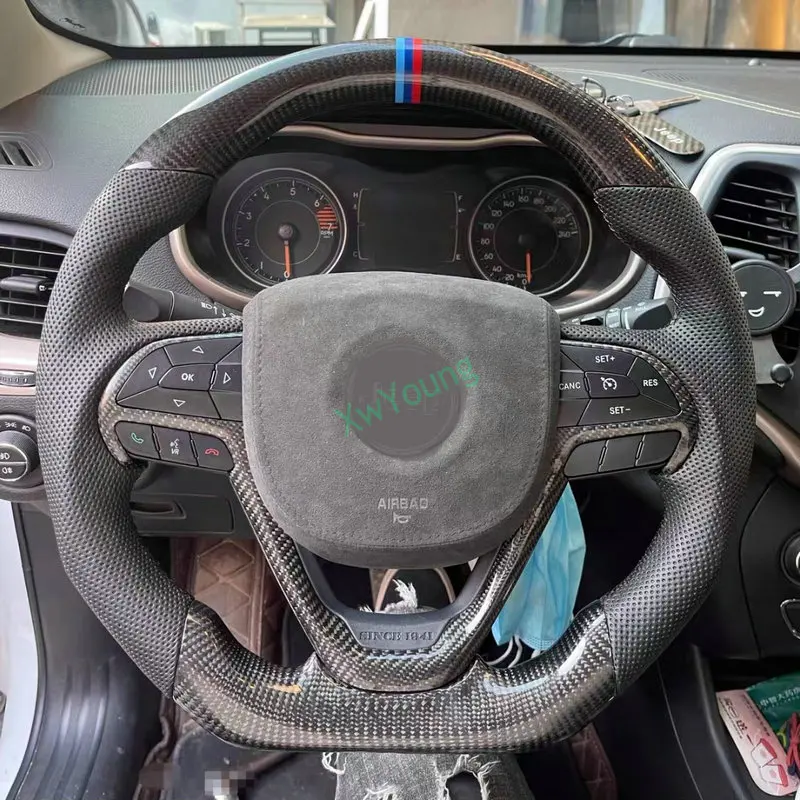 100% Real Carbon Fiber Steering Wheel For Jeep Cherokee / Compass