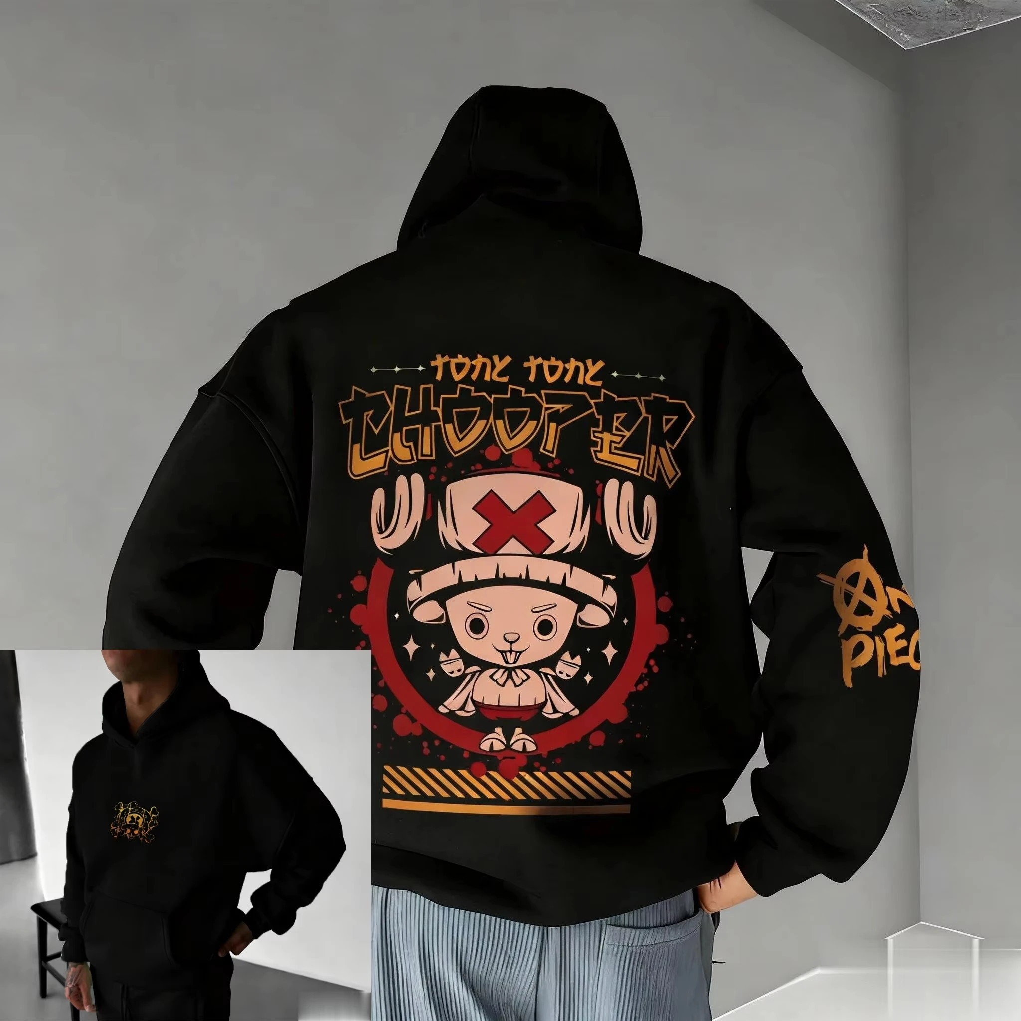 เสื้อฮู้ดลายการ์ตูนวันพีซ ช็อปเปอร์ รุ่นใหม่ประจำฤดูใบไม้ร่วง/ฤดูหนาว ปี 2026 เสื้อสเวตเตอร์ลำลองสไตล์สตรีทฮิปฮอปสำหรับผู้ชายและผู้หญิง ทรงหลวม ใส่ได้ทั้งผู้ใหญ่และเด็ก