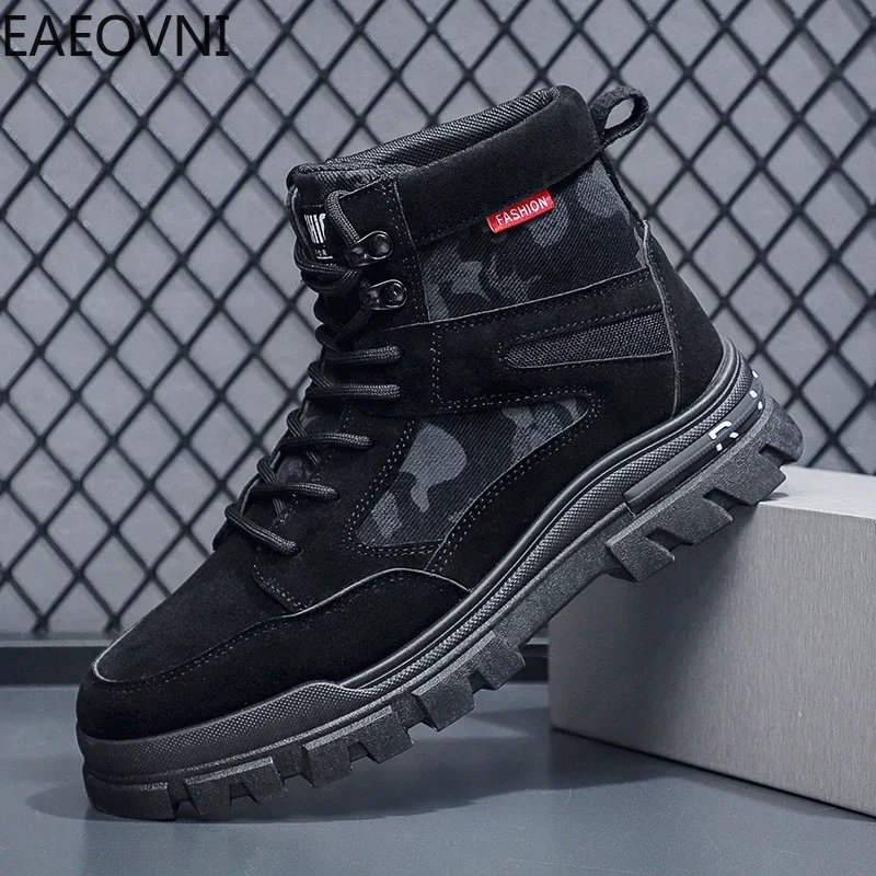

Мужские ботинки, ботинки с инструментами на платформе, с круглым носком, нескользящая, мягкая, удобная, противоизносная, уличная обувь, дизайн, классический, молодой, новый стиль