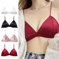 Women's French Style Bra Girl Wrapped Chest Adjustable Shoulder Strap Single Buckle Satin Sexy Tube Top Underwear Lingerie