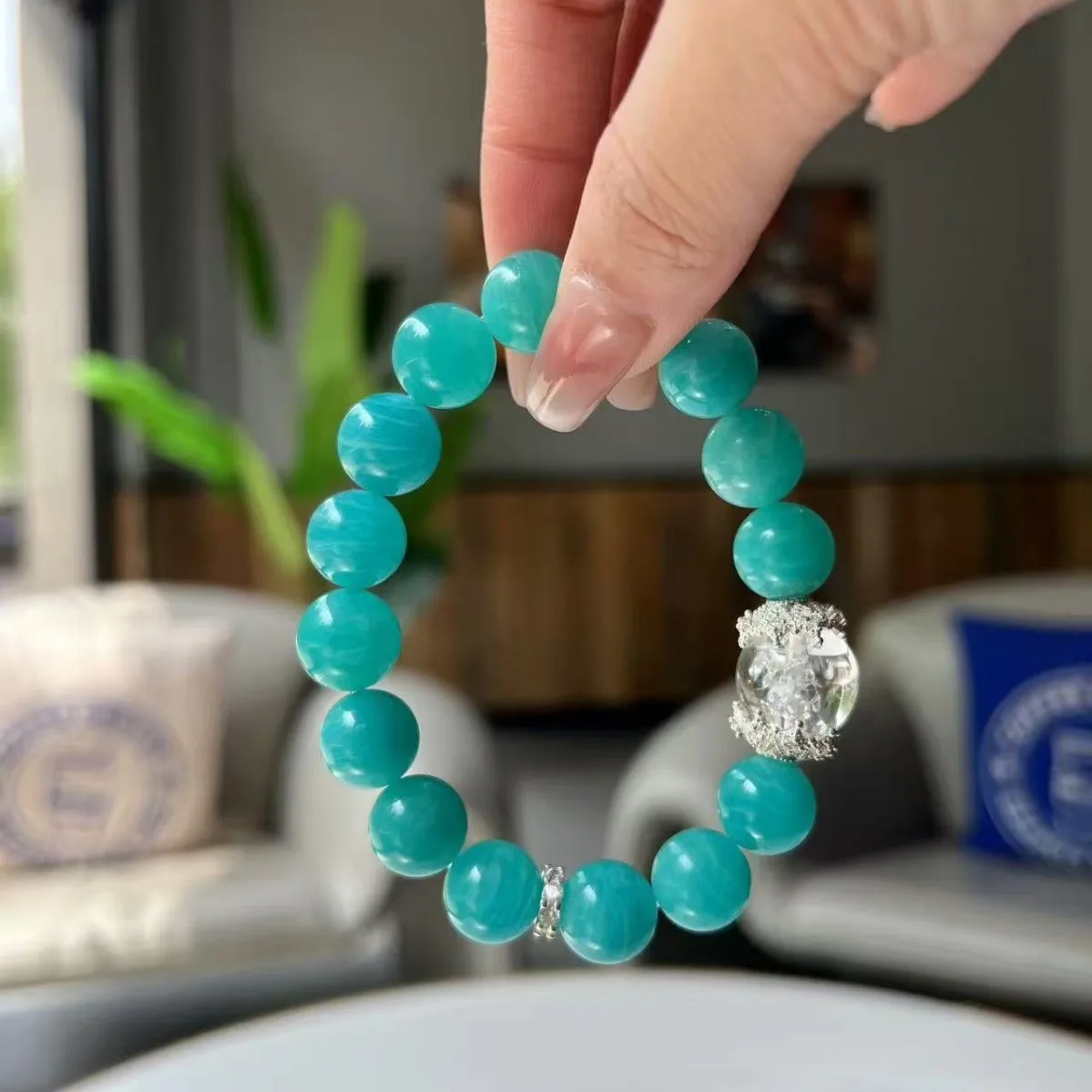 Natural Blue-green Tianhe Stone Bracelet Blue Women's Fashion Jewelry Gift
