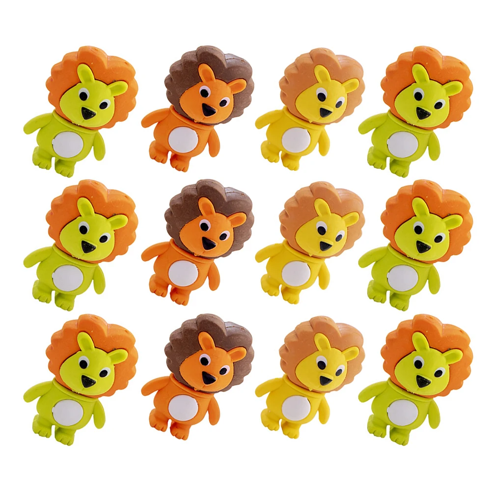 

16pcs Cartoon Erasers Lion Shaped Kids Stationery Cute Mini Size Easy Erase Harmfree Adorable Children School Supplies