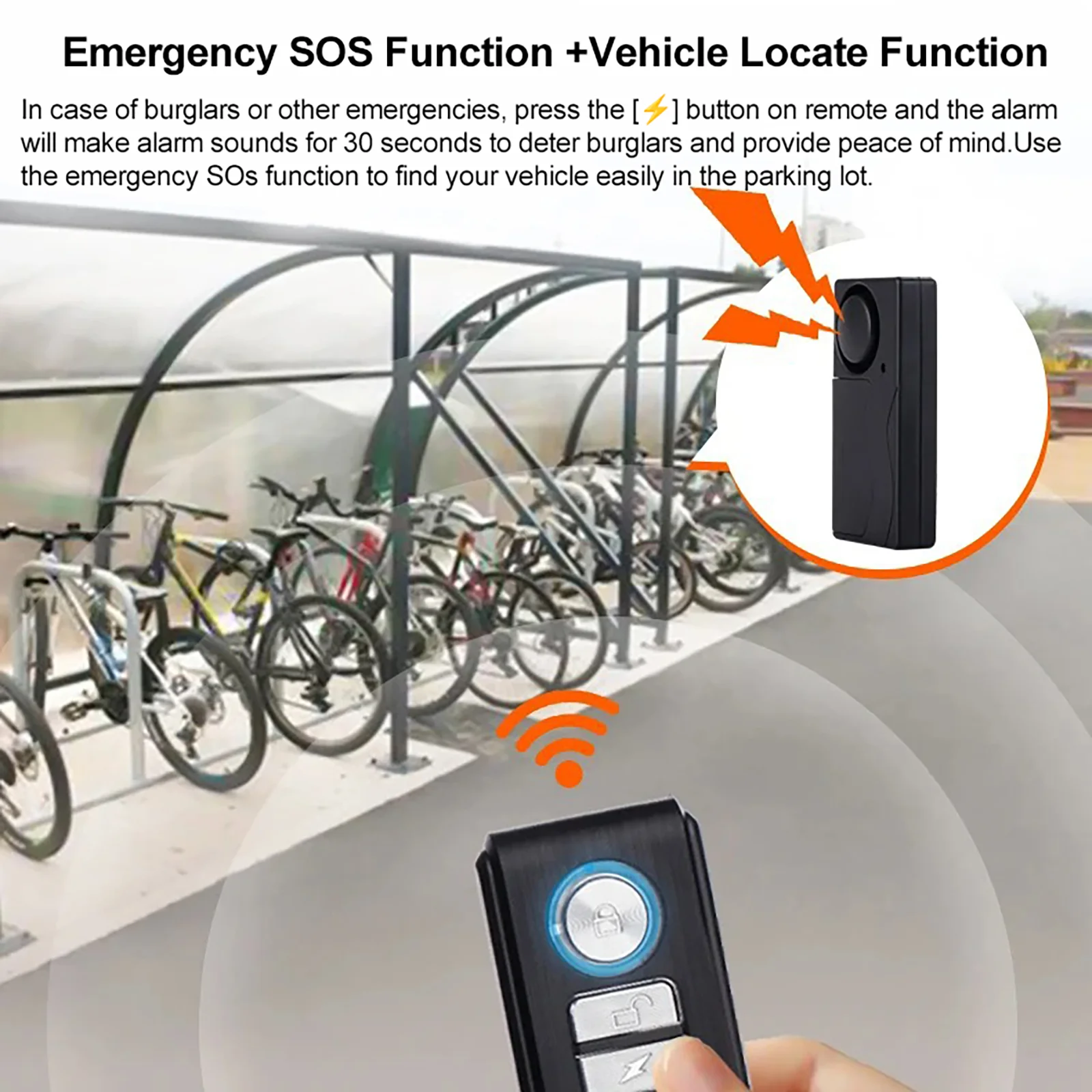 SF04R إنذار الدراجة الاهتزاز اللاسلكي مع جهاز التحكم عن بعد إنذار مضاد للسرقة 110dB بصوت عال نافذة باب الدراجة إنذار نظام السلامة المنزلية