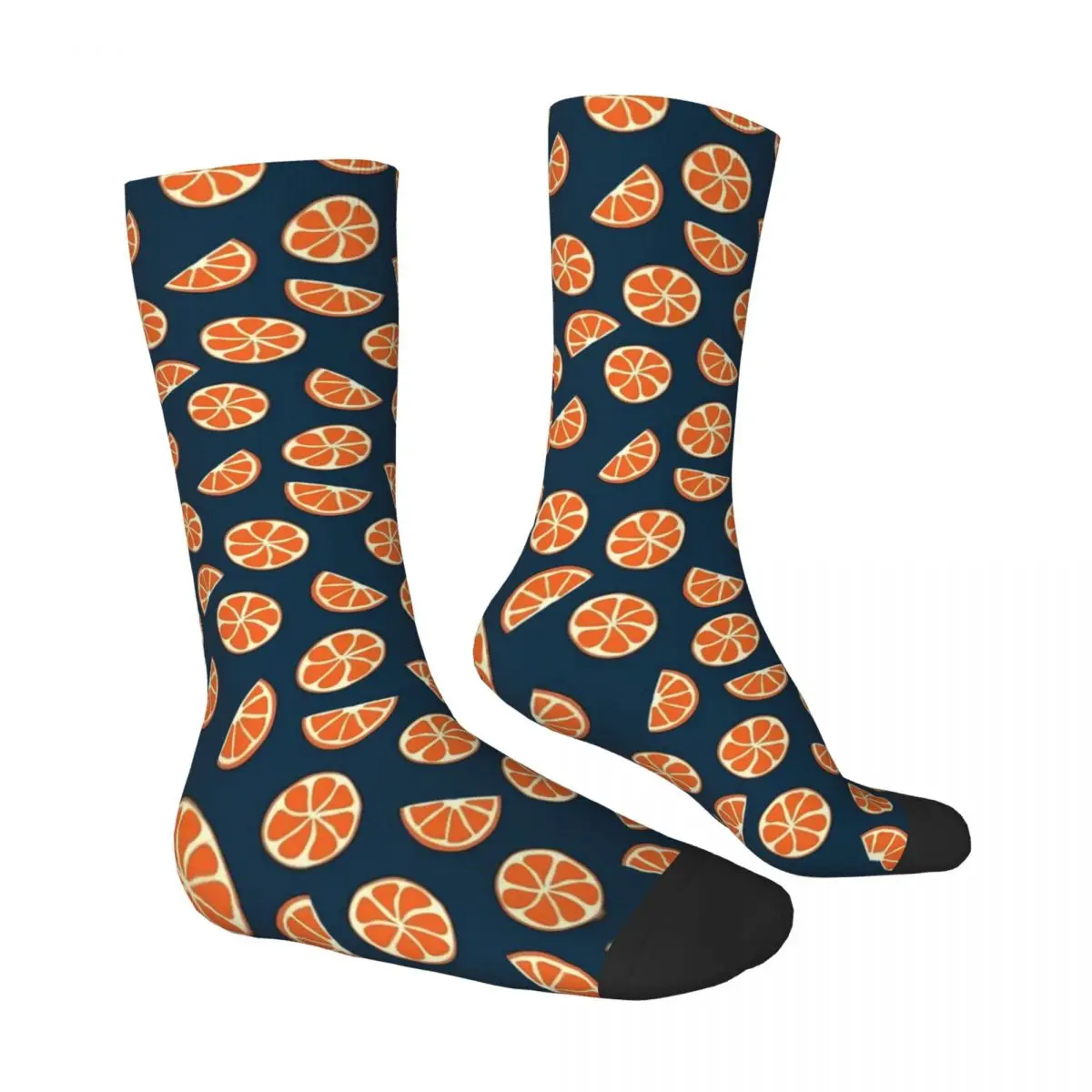 Oranges Slices Socks Yellow Fruits Harajuku Stockings Autumn Anti Slip Women Men Socks Comfortable Design Running Sports Socks