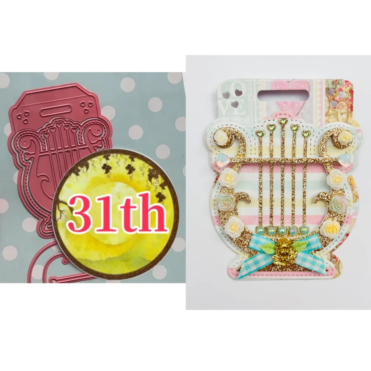 2025 New Janauary Valentine harp bag toppers diy metal cutting dies paper card album mould embossing craft decorating scrapbook