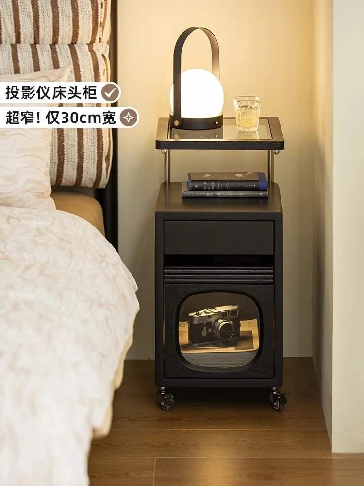 Чрезвычайно узкая современная простая прикроватная тумбочка, бытовой кронштейн для спальни, диван, боковой шкаф, журнальный столик из цельного дерева для гостиной