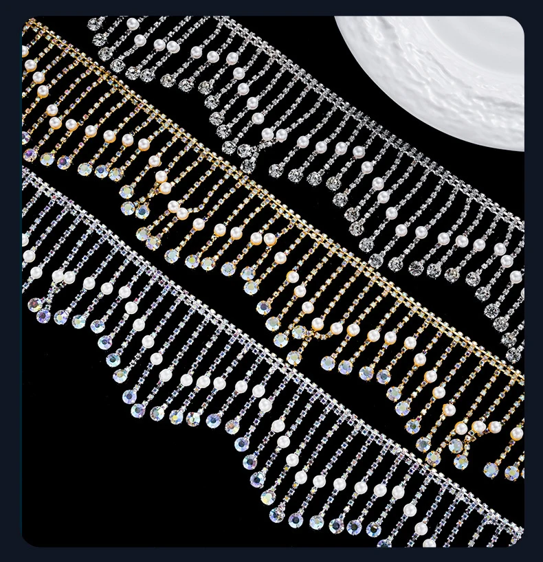 5 Meter Strass-Kette Kristall-Diamant-Perlen Zubehör DIY Handwerk Geschenkdekoration Quasten-Strassband Nähzubehör – Detail 1