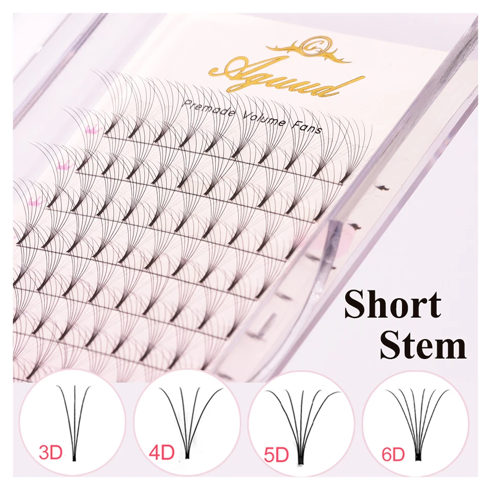 AGUUD Soft Natural Premade Volume Fans Short Stem 3d 4d 5d 6d Faux Mink Lash Russian Volume Professional Eyelash Extension Cilio