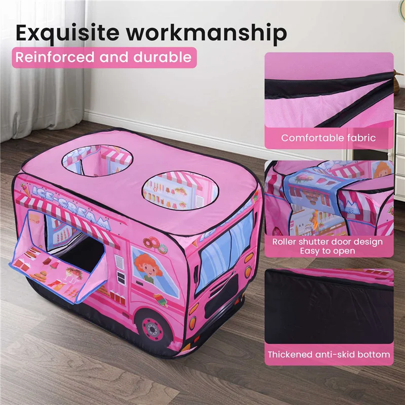 

ODIES-Ice Cream Truck Kids Play Tent - Foldable Indoor And Outdoor Playhouse For Toddlers, Boys And Girls