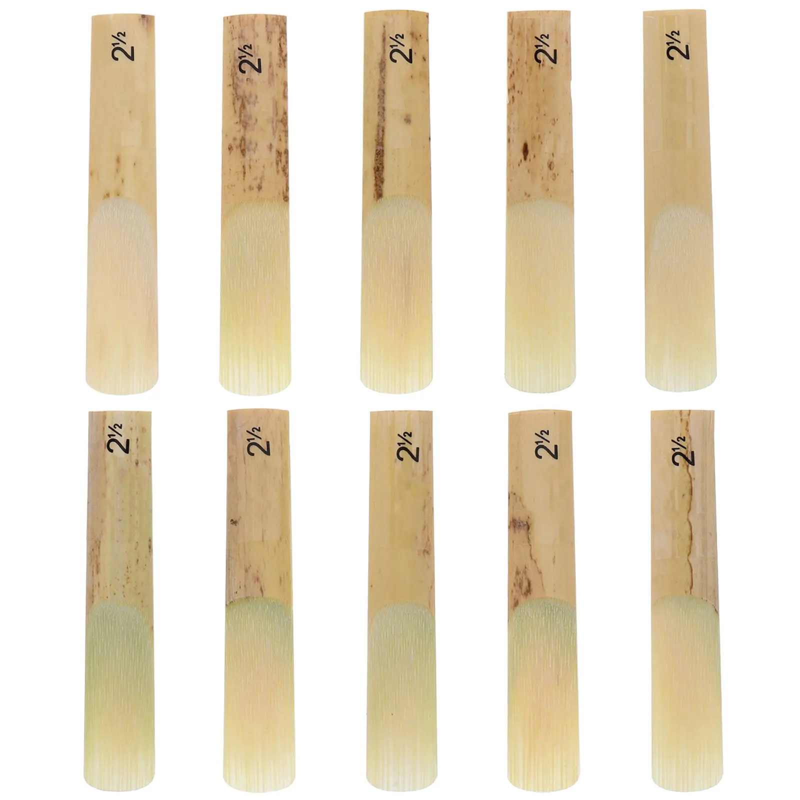 

10 PCS Clarinet Reeds Bamboo Saxophone Tenor Strength 2.5 Smooth Transition Lasting for Alto Saxophone Accessory
