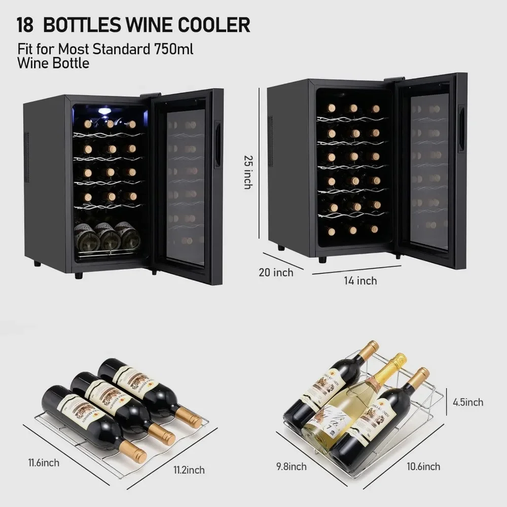 15-18 Bottle Wine Cooler, Wines Cooler with Temperature Control, Wine Refrigerator Glass Door