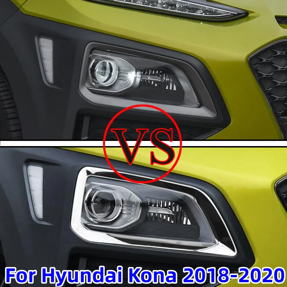 Car Front Fog Light Lamp Frame Trim For Hyundai Kona Encino 2018 2019 2020 2021 ABS Cover Decoration Lights Accessories