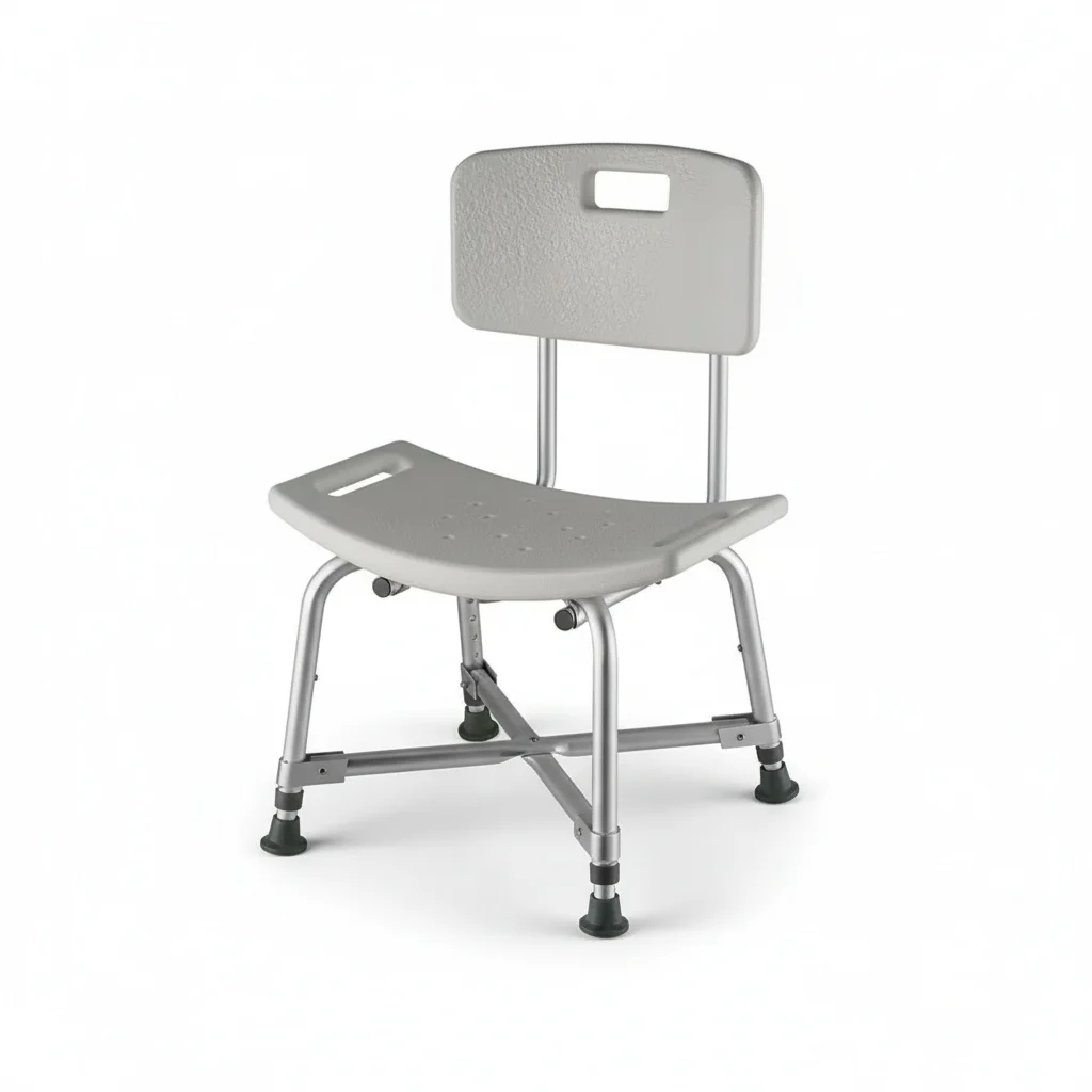 

Bath Bench with Anodized Aluminum Frame, Shower Stool, 225 KG Capacity, Adjustable Height Shower Chair for Elderly and Disabled
