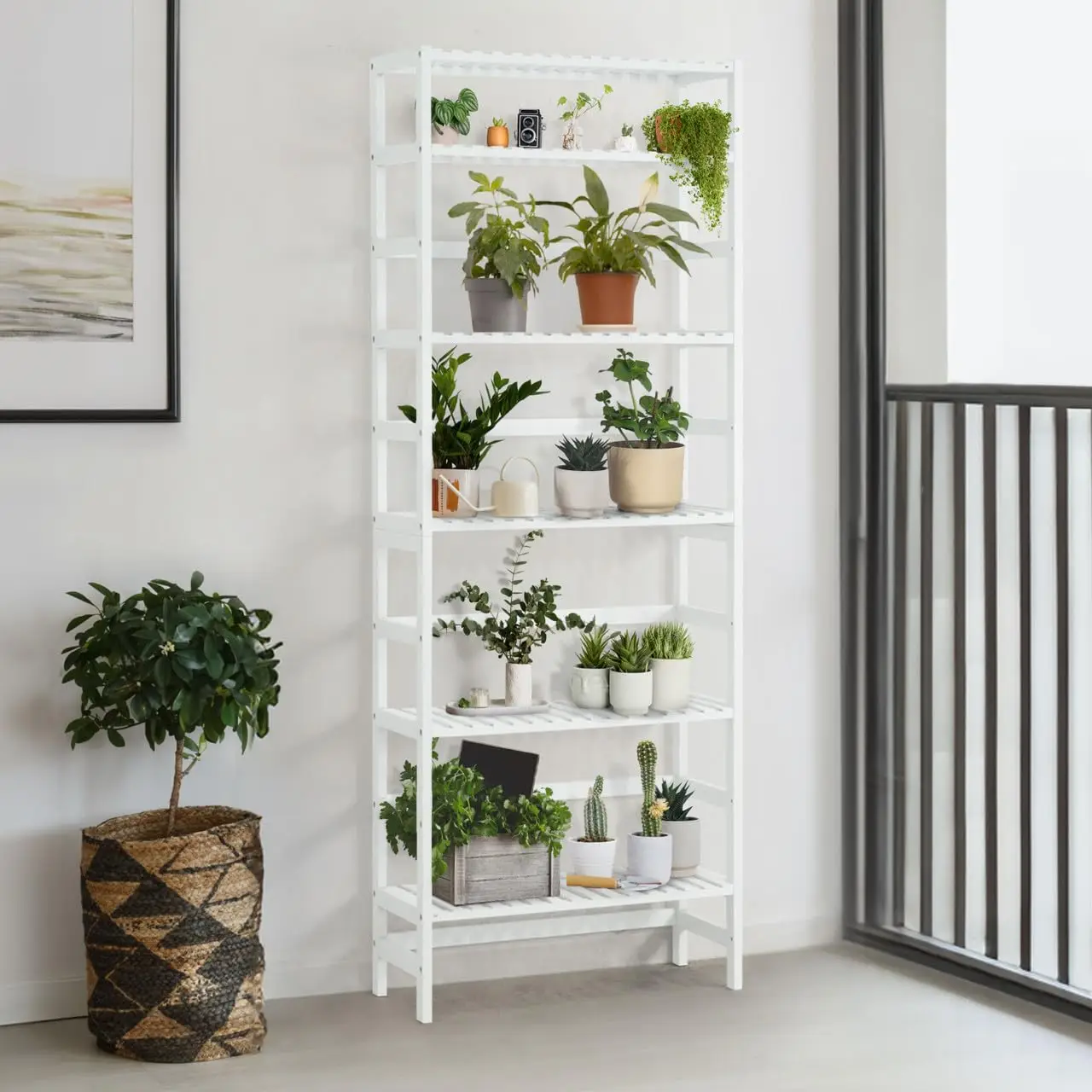 

6-Tier Wood Corner Shelf Organizer Rack For Living Room Bedroom Bathroom Home Office Kitchen White, Customized