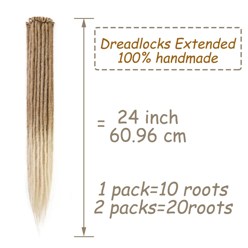Ekstensi Dreadlock, 24 inci Cokelat ke Pirang, Ekstensi Dread Sintetis Rajut Ujung Tunggal dengan Gaya Reggae untuk perempuan