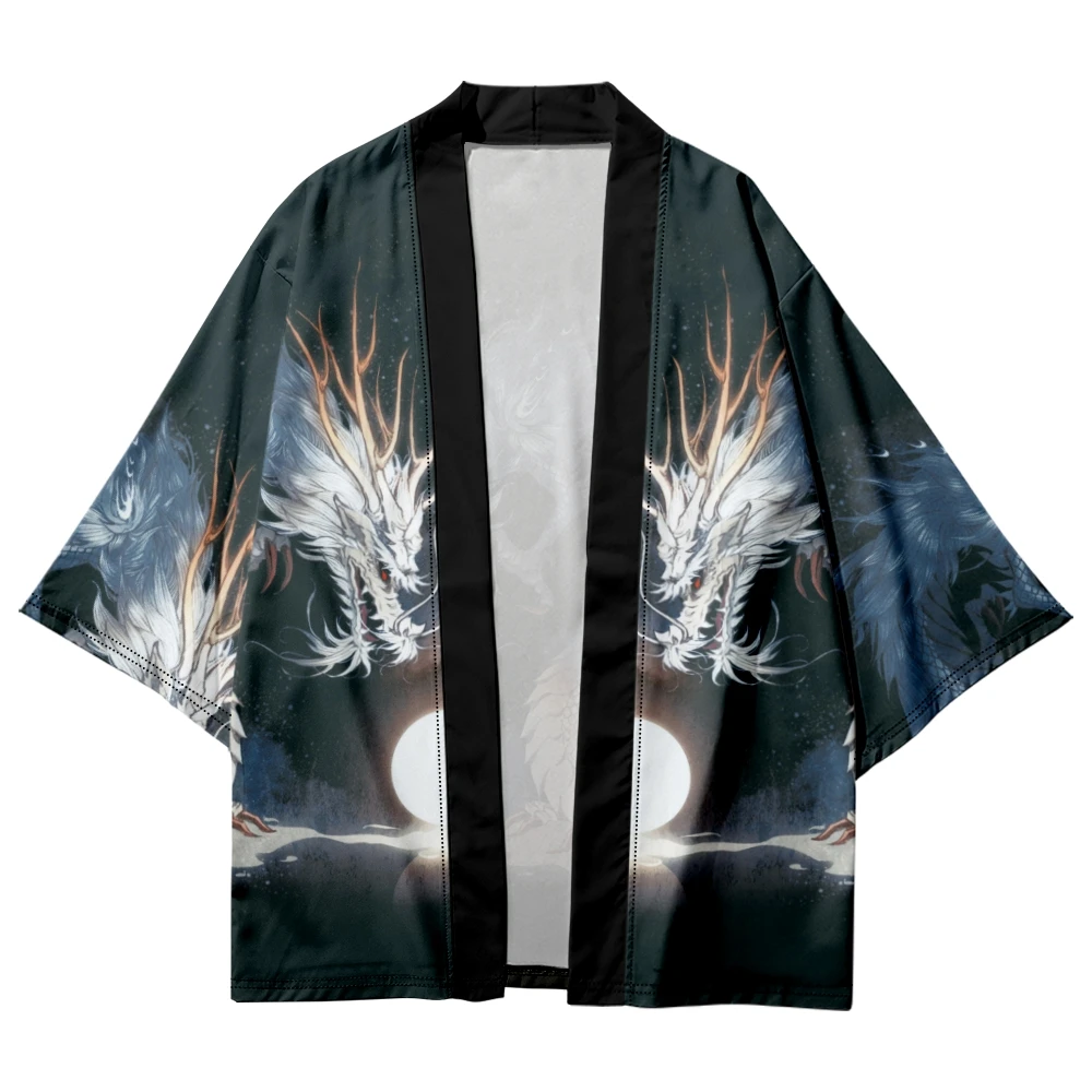 Dragon Print Chinese Style Shirt Japanese Traditional Haori Kimono Women Men Beach Yukata Streetwear Cardigan Samurai Tops