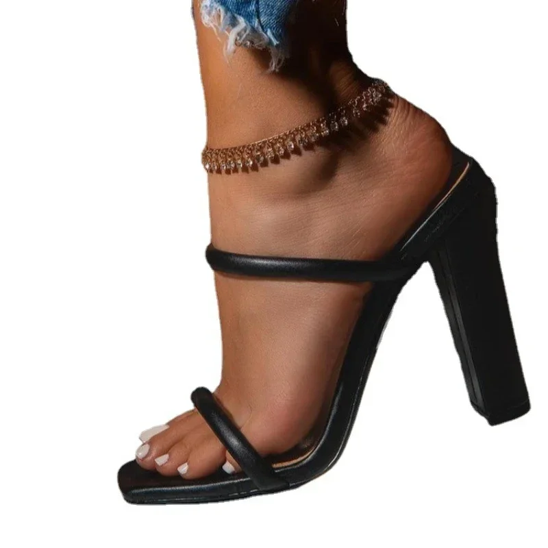 Sandalias de talla grande con cordones para Mujer, zapatos de tacón alto con punta cuadrada y cordones cruzados para fiesta