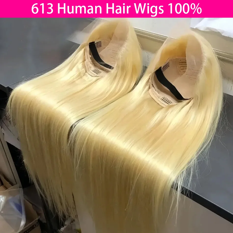 Perucas de cabelo humano reto 613 loira 13x6 hd peruca frontal do laço 220 densidade perucas dianteiras do laço 100% cabelo humano 38 Polegada peruca preplucked